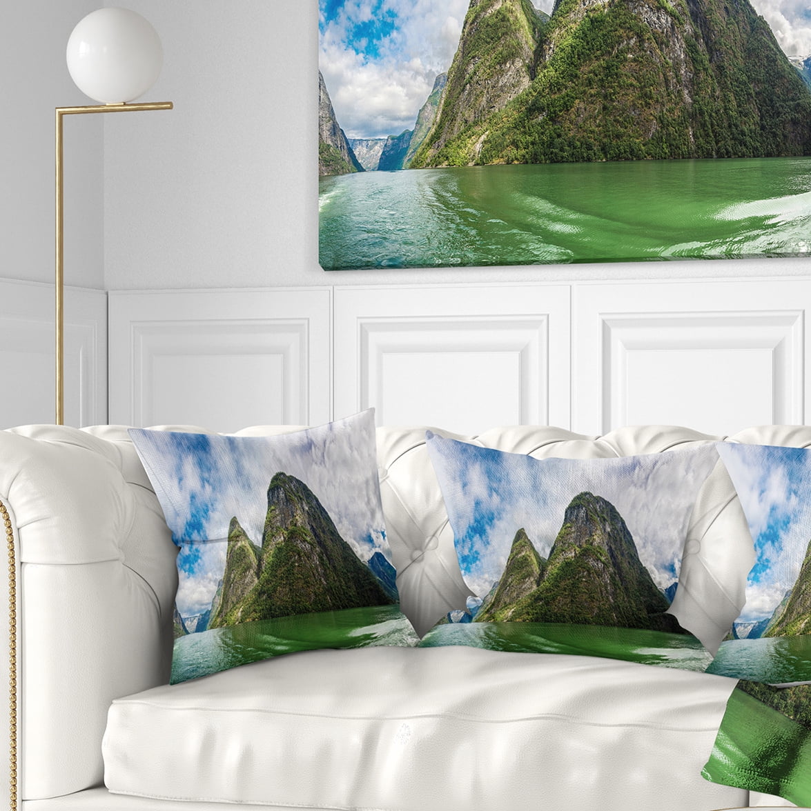 Designart View to Sognafjord in Norway - Landscape Photography Throw Pillow - 16x16