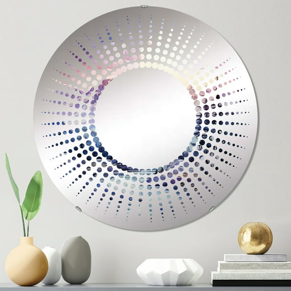 Designart "Views of the Majestic Mountains III" Landscape Mountains Starburst Round Wall Mirror - Landscapes Oval Printed Decorative Mirror - Multiple Color Options