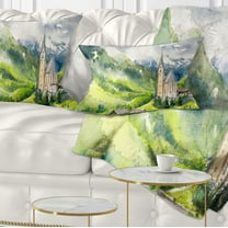 Designart Village Heiligenblut Watercolor - Landscape Painting Throw Pillow - 12x20