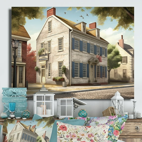 Designart "Village Life in 1950s Delaware II" Delaware Metal Wall Art