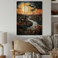 thumbnail image 1 of Designart "Village at Sunset A Van Gogh-Inspired Artwork I" Vangogh Print on Natural Pine Wood, 1 of 5