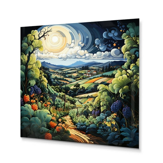 Designart "Vines In Countryside Summer painting I" Landscapes Metal Wall Decor