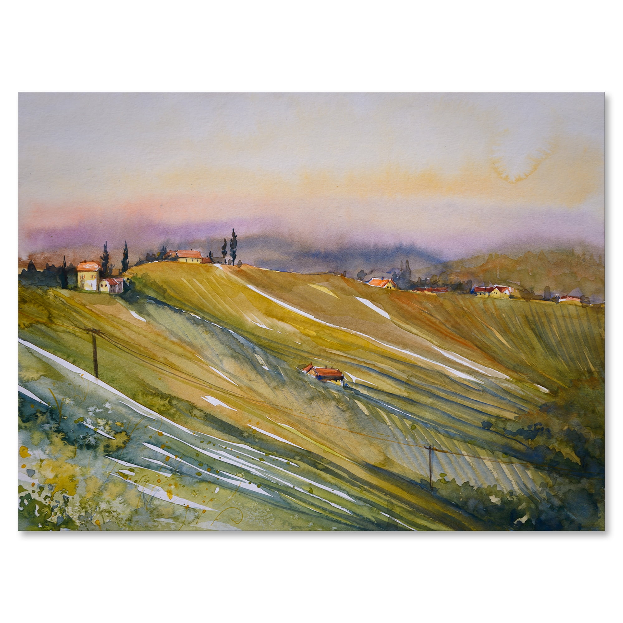 Tuscany Landscape Yellow and Green Country Canvas Wall Art