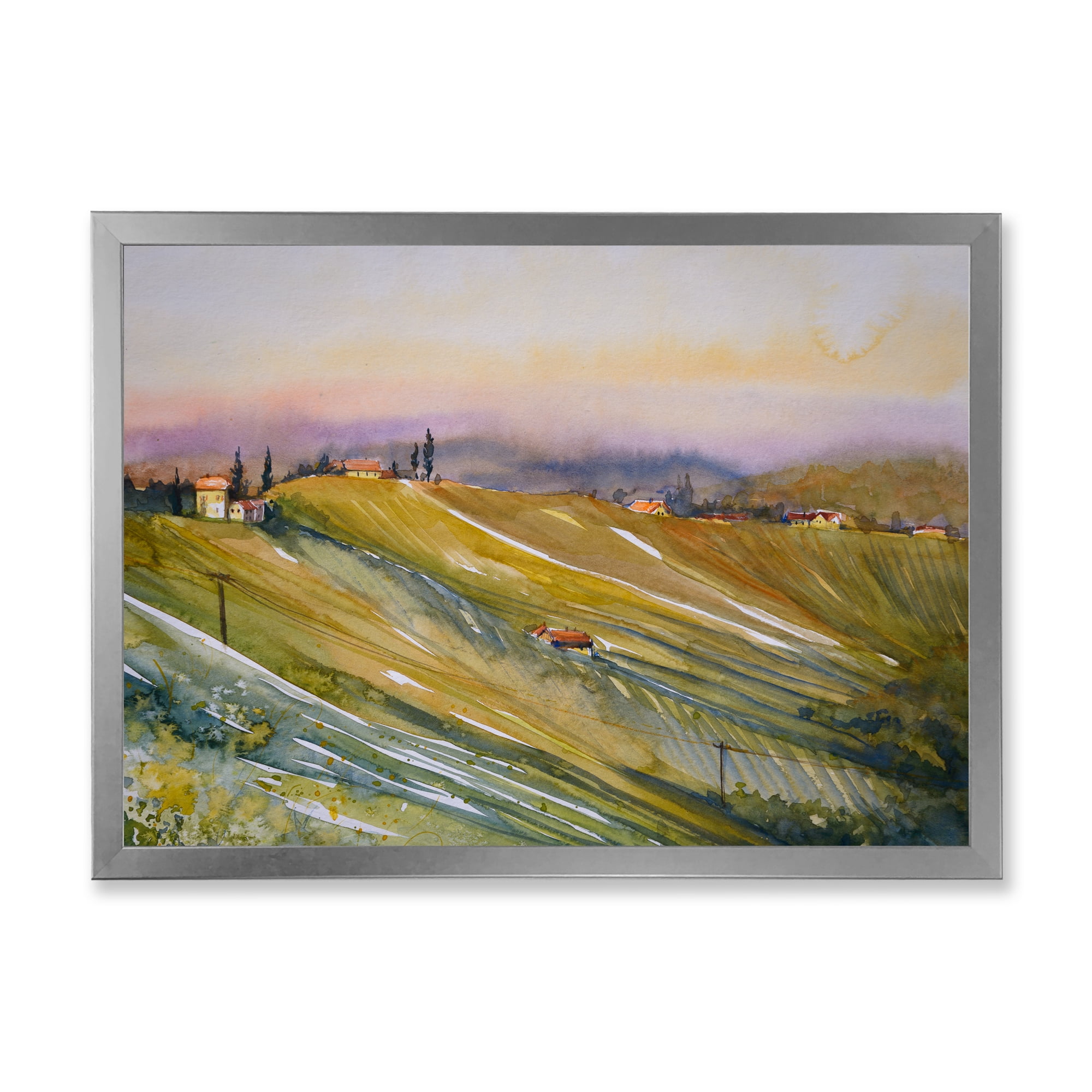 Designart 'Vineyard At Morning In Tuscany Italy' Country Framed Art Print