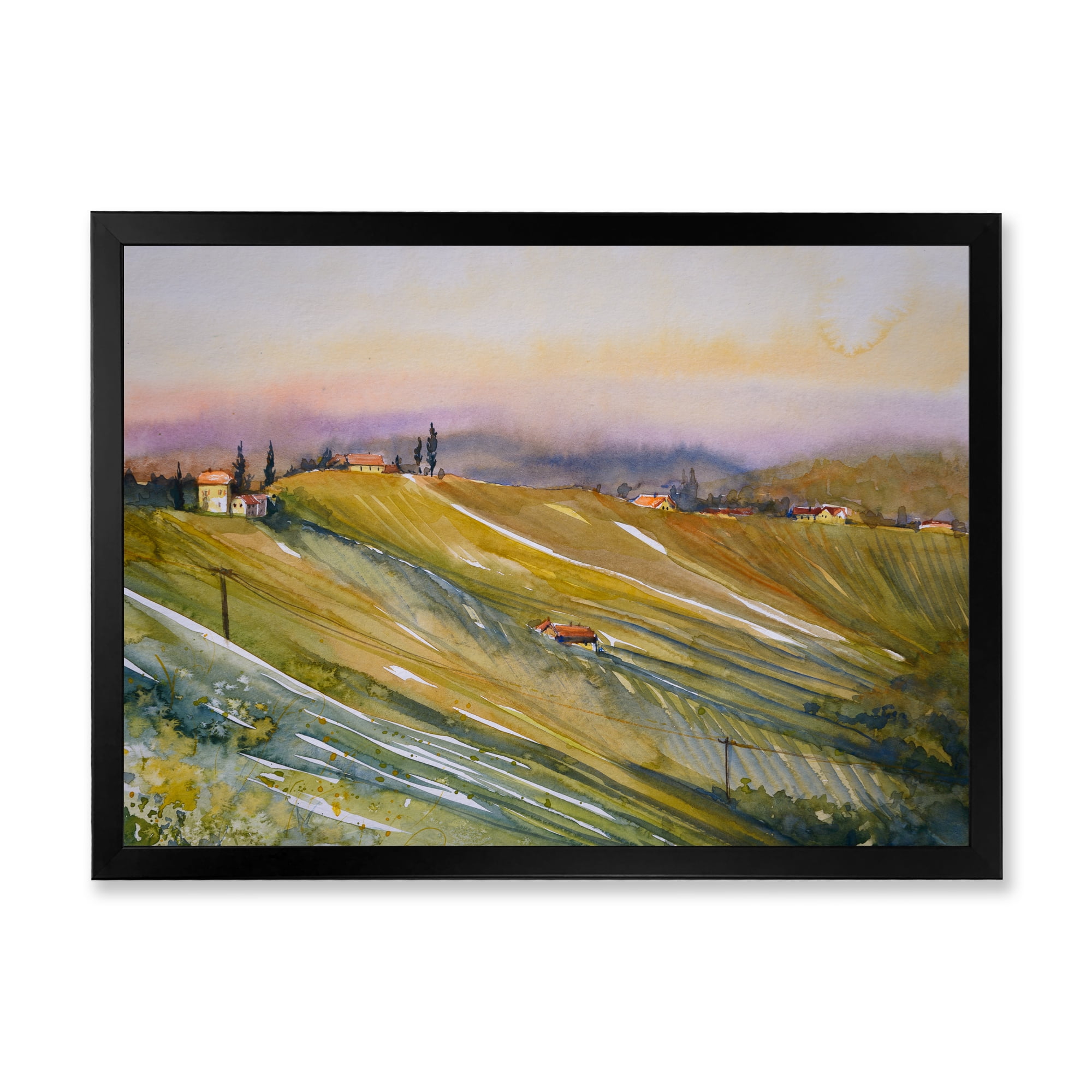 Designart 'Vineyard At Morning In Tuscany Italy' Country Framed Art Print