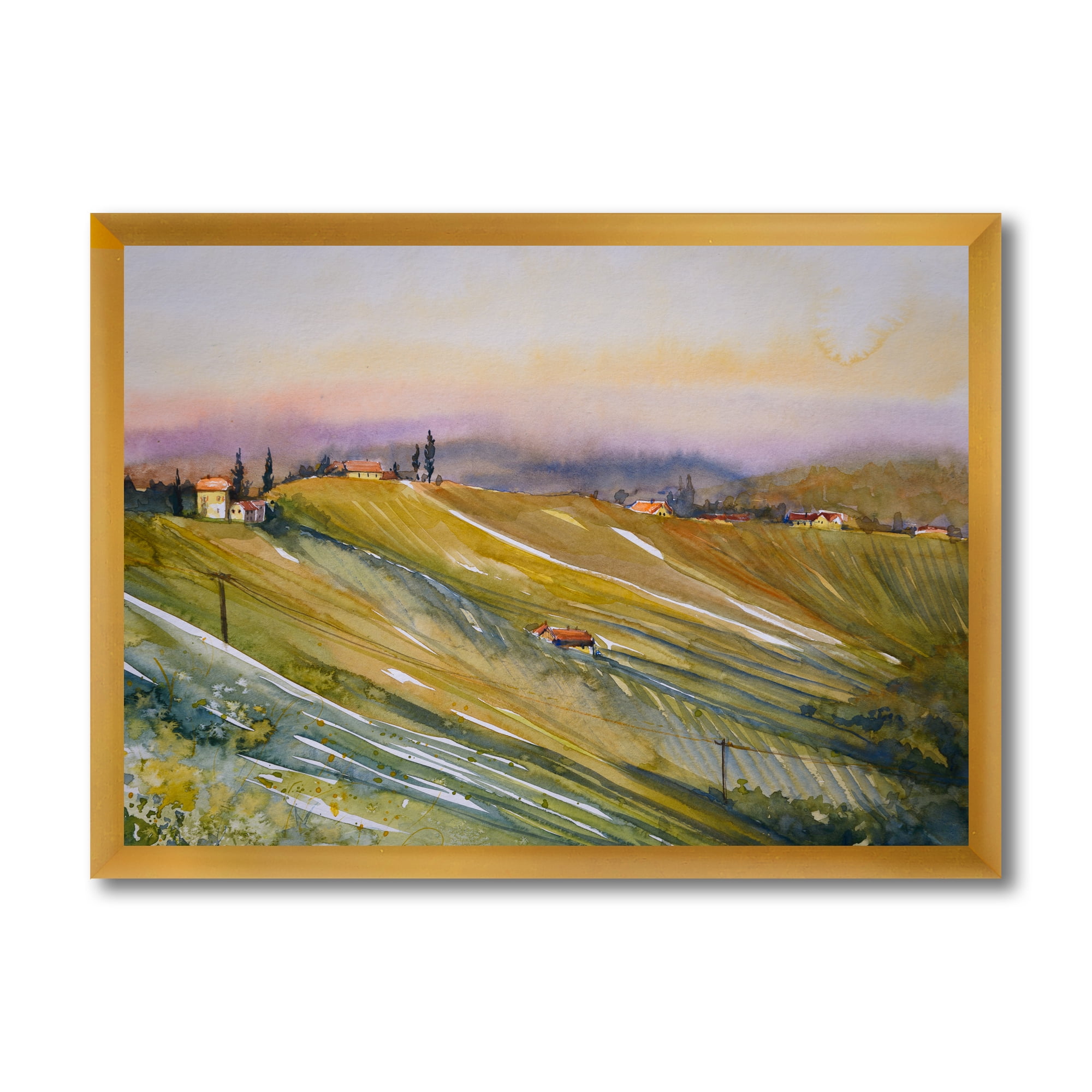 Designart 'Vineyard At Morning In Tuscany Italy' Country Framed Art Print