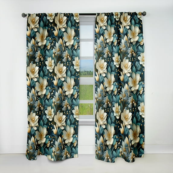 Designart "Vineyard Grace In Green And Beige I" Floral Blackout Curtain Single Panel