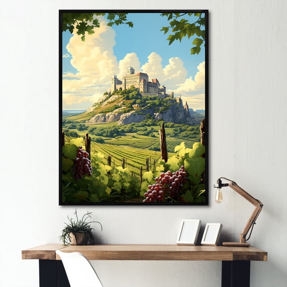 Designart "Vineyard Landscape In Bordeaux, France" France Floater Framed Wall Art Prints