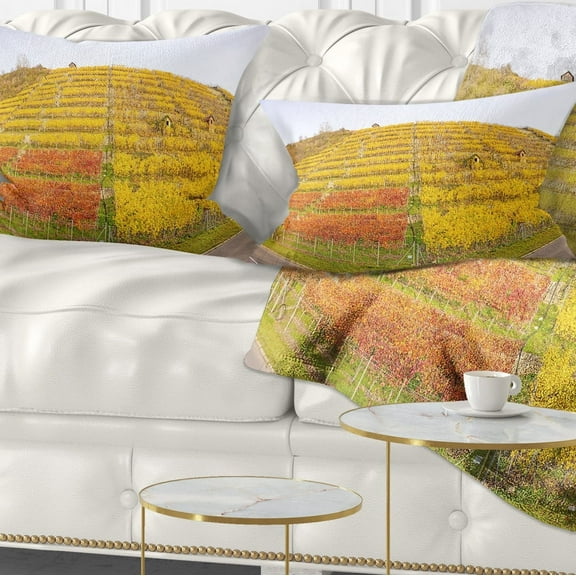 Designart Vineyard Panorama in Autumn - Landscape Printed Throw Pillow - 12x20