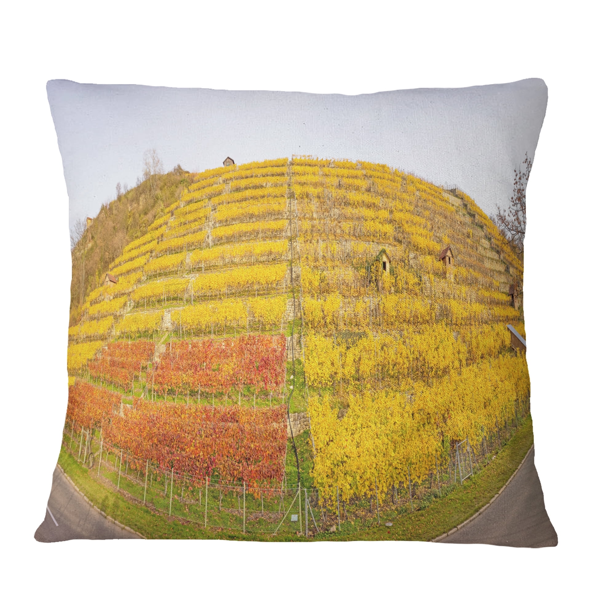 Designart Vineyard Panorama in Autumn - Landscape Printed Throw Pillow - 16x16