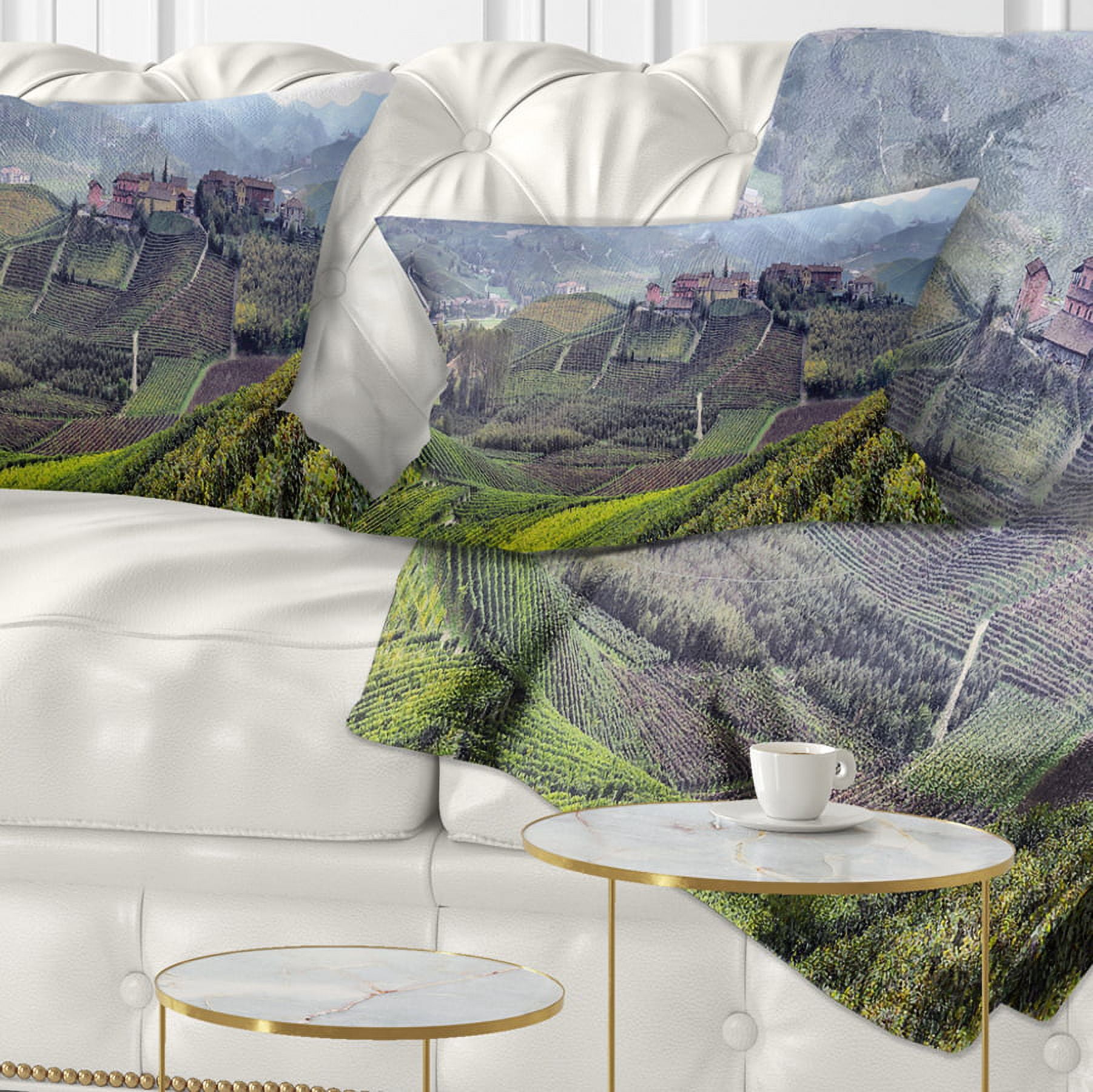 Designart Vineyards in Italy Panoramic - Photography Throw Pillow - 12x20