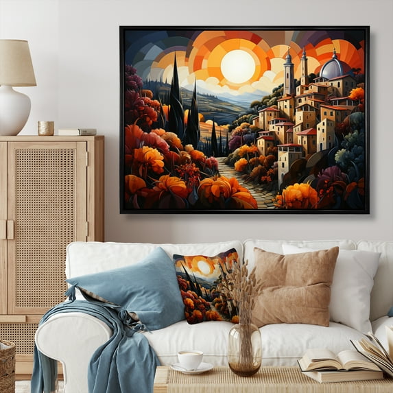 Designart "Vineyards of Tuscany, Italy II" Italy Floater Framed Wall Decor