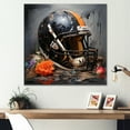 thumbnail image 1 of Designart "Vintage American Football Helmet in Black and Orange II" Sports Wall Art - Modern Black Sport Football Entryway Wall Art Print, 1 of 6