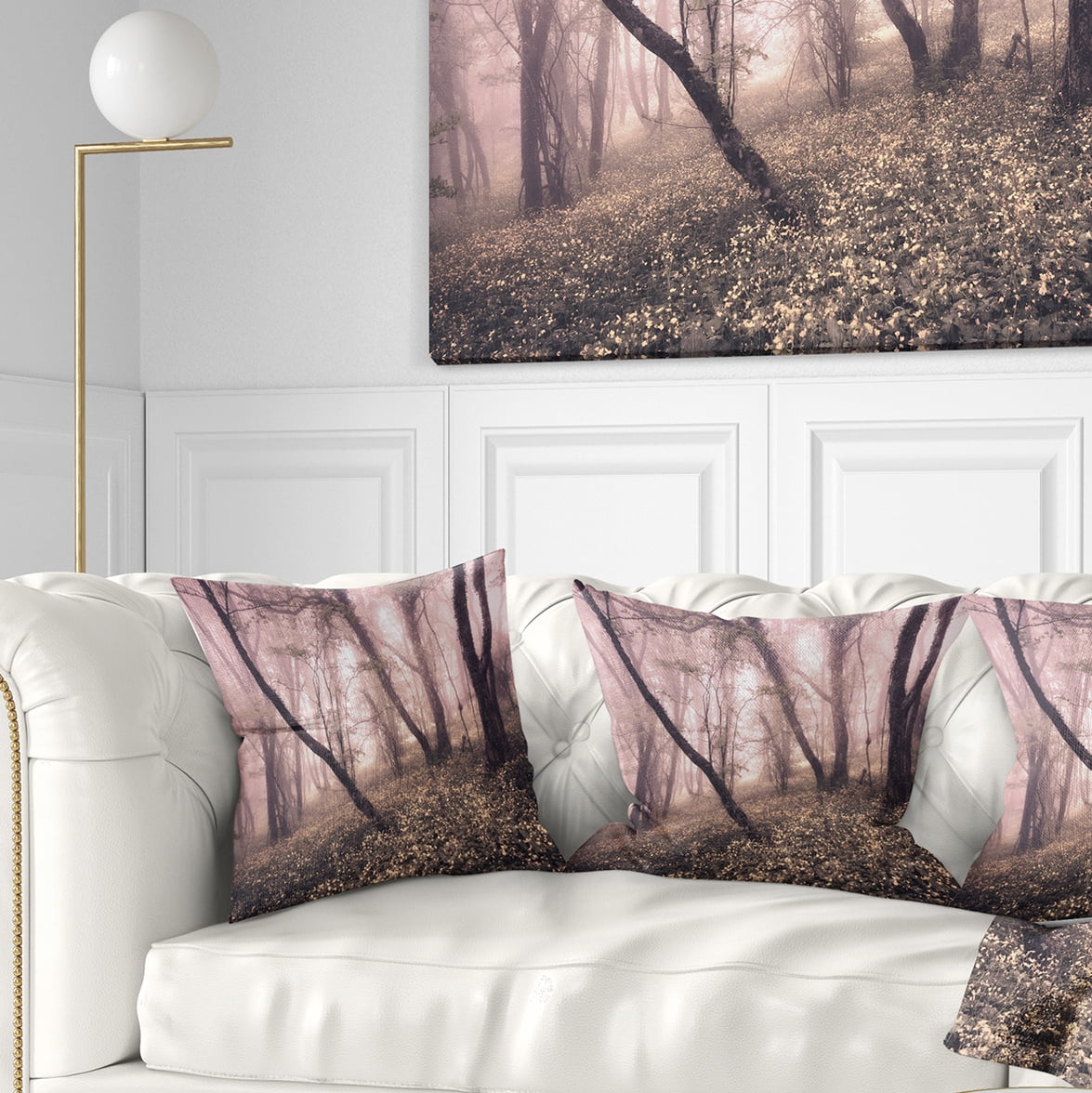 Designart Vintage Autumn Landscape - Contemporary Throw Pillow - 18x18