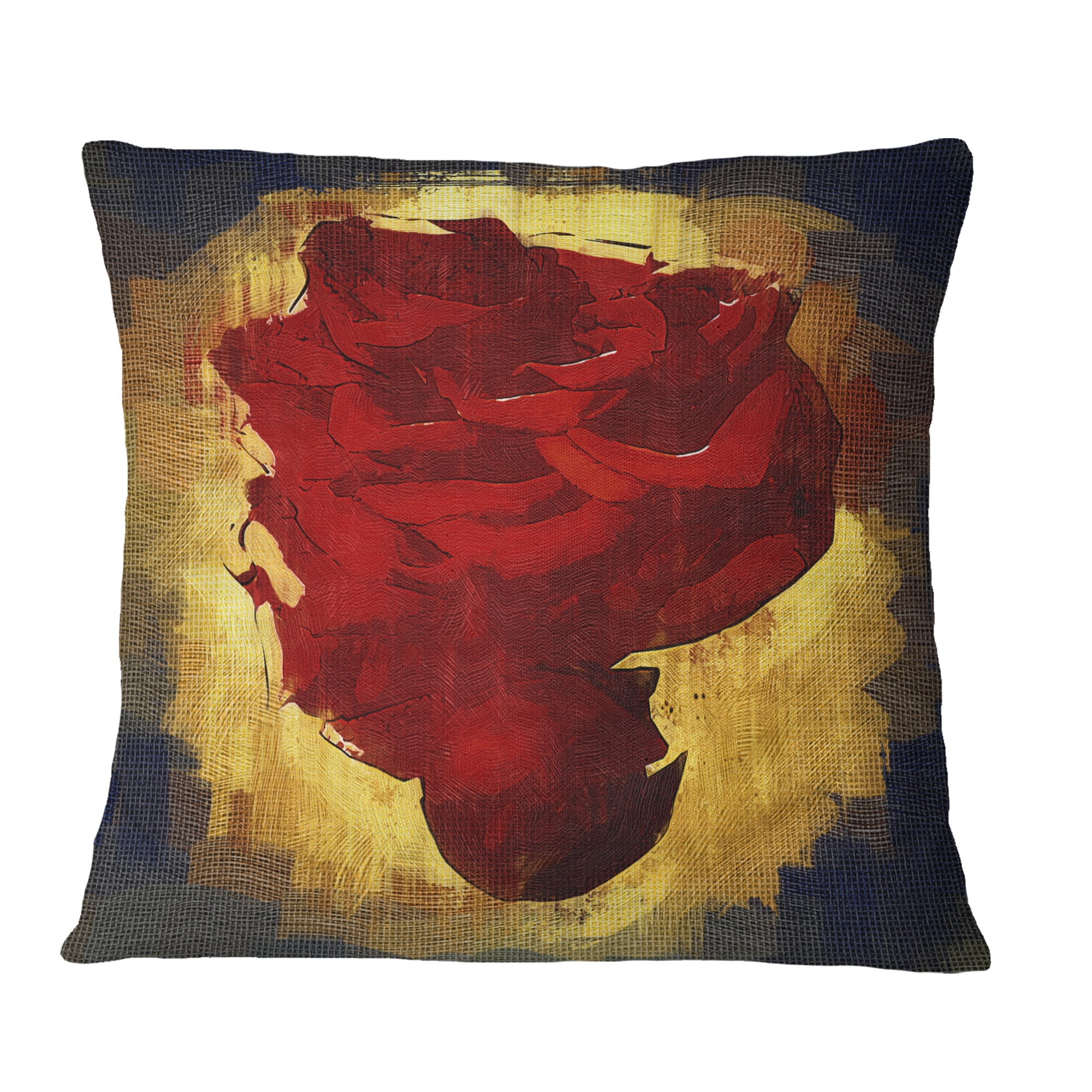 Designart Vintage Background With Red Flower - Floral Throw Pillow - 16x16