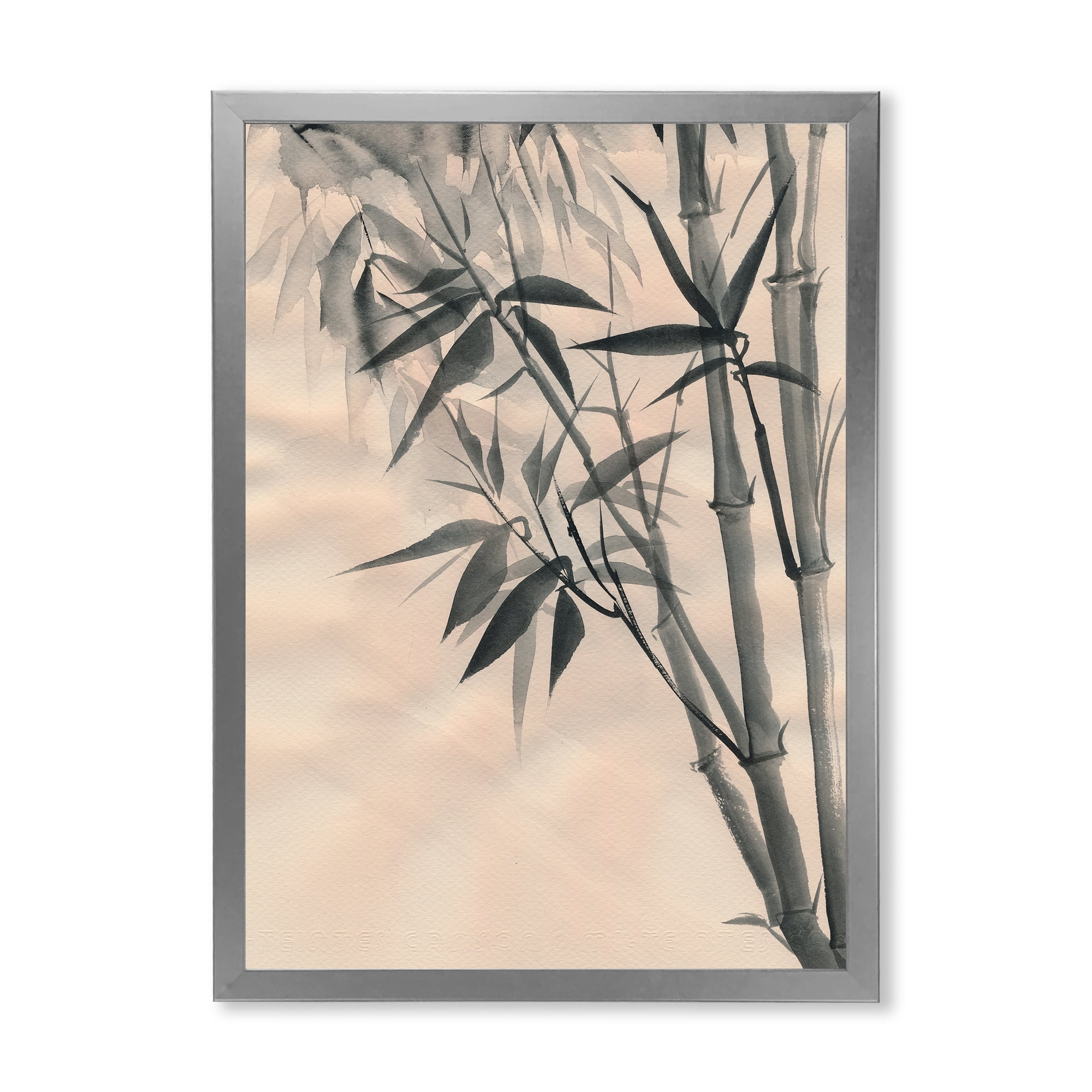 Designart 'Vintage Black and White Bamboo I' Traditional Framed Art Print