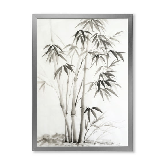 Designart 'Vintage Black and White Bamboo II' Traditional Framed Art Print