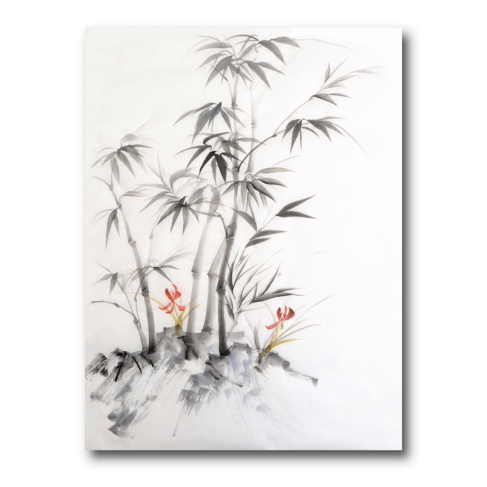 Designart ' Vintage Black and White Bamboo III ' Traditional Canvas Wall Art Print