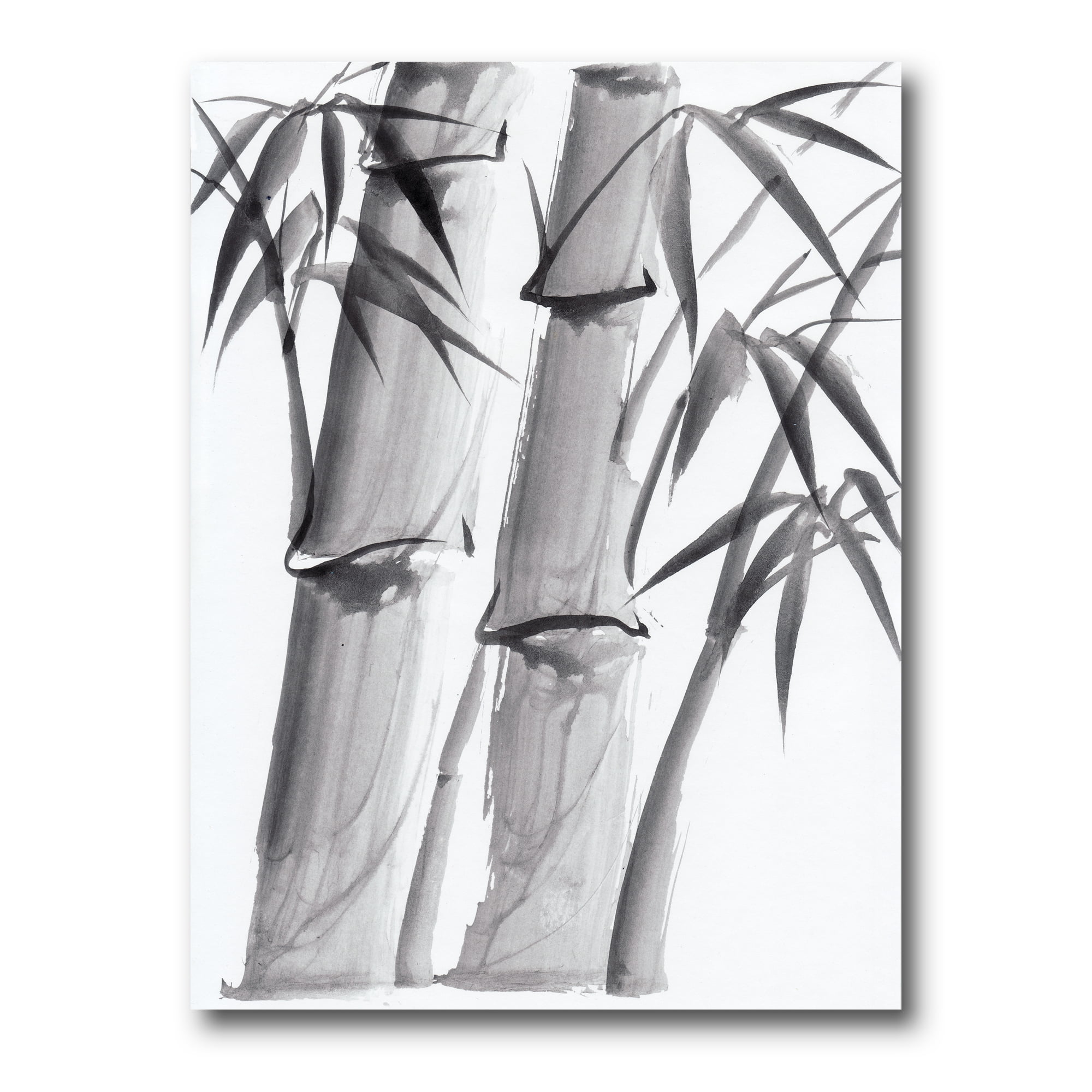 Designart ' Vintage Black and White Bamboo IV ' Traditional Canvas Wall Art Print
