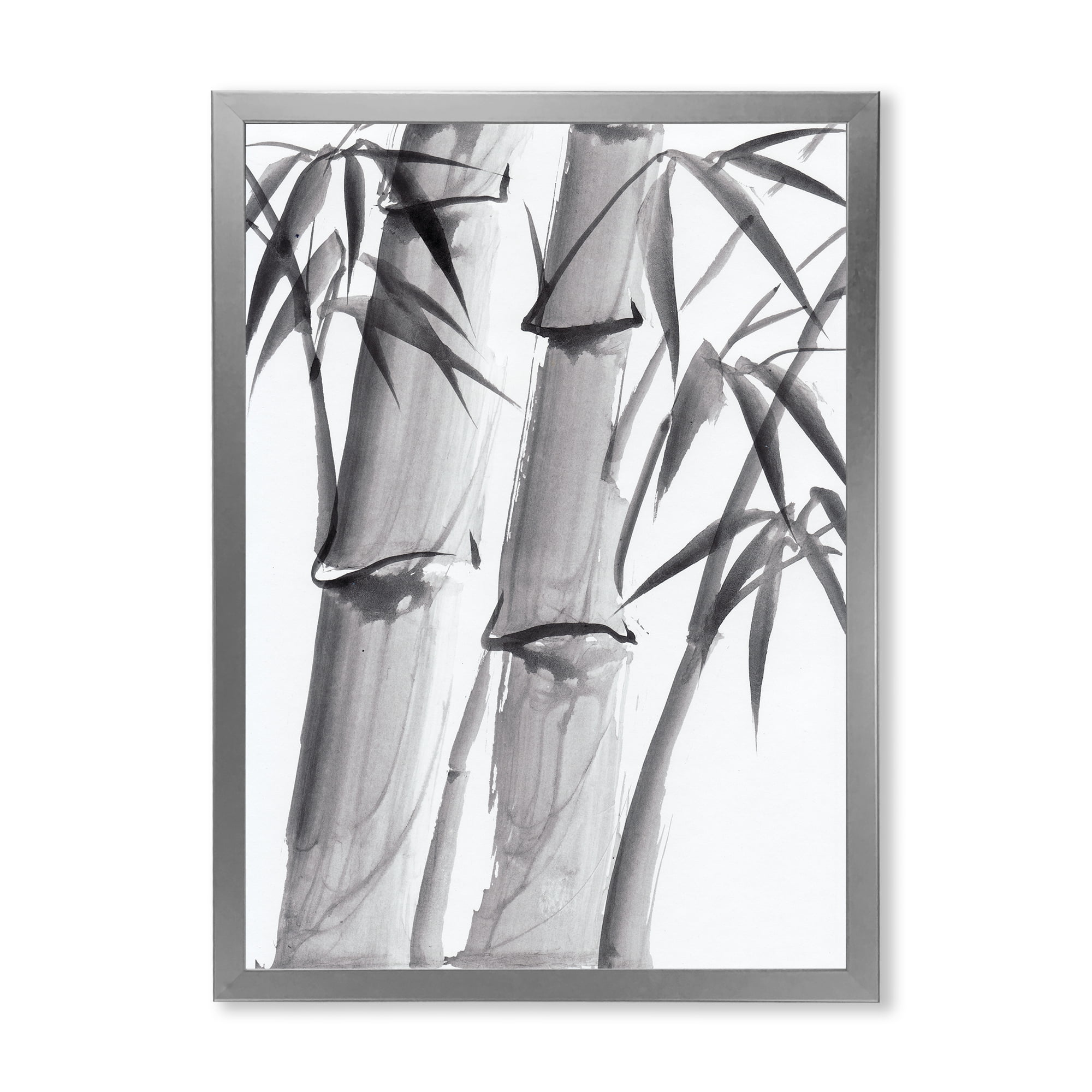 Designart 'Vintage Black and White Bamboo IV' Traditional Framed Art Print