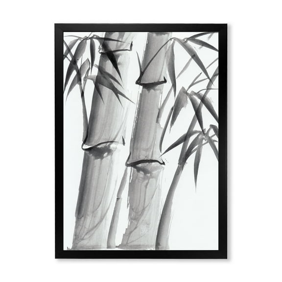 Designart 'Vintage Black and White Bamboo IV' Traditional Framed Art Print