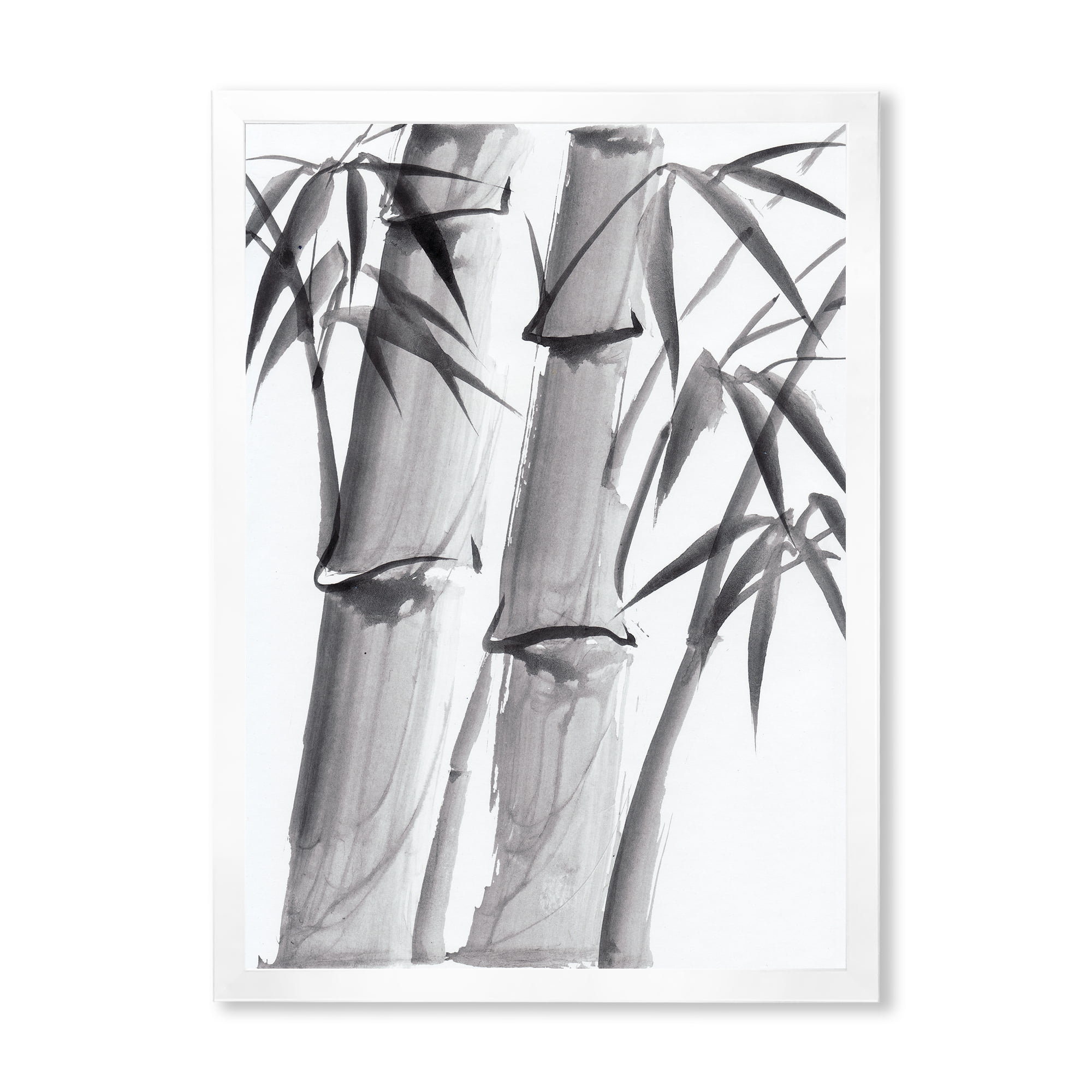Designart 'Vintage Black and White Bamboo IV' Traditional Framed Art Print