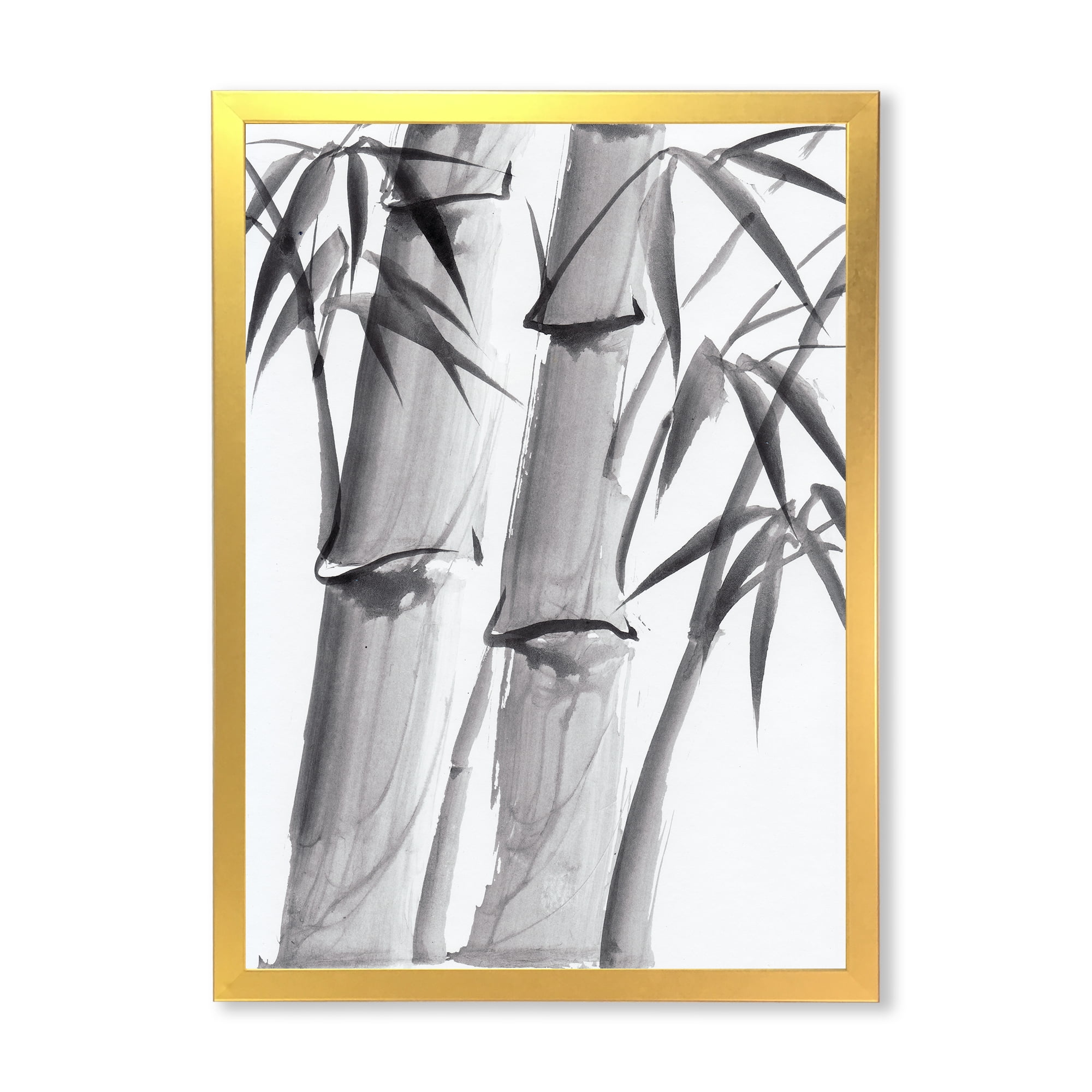 Designart 'Vintage Black and White Bamboo IV' Traditional Framed Art Print