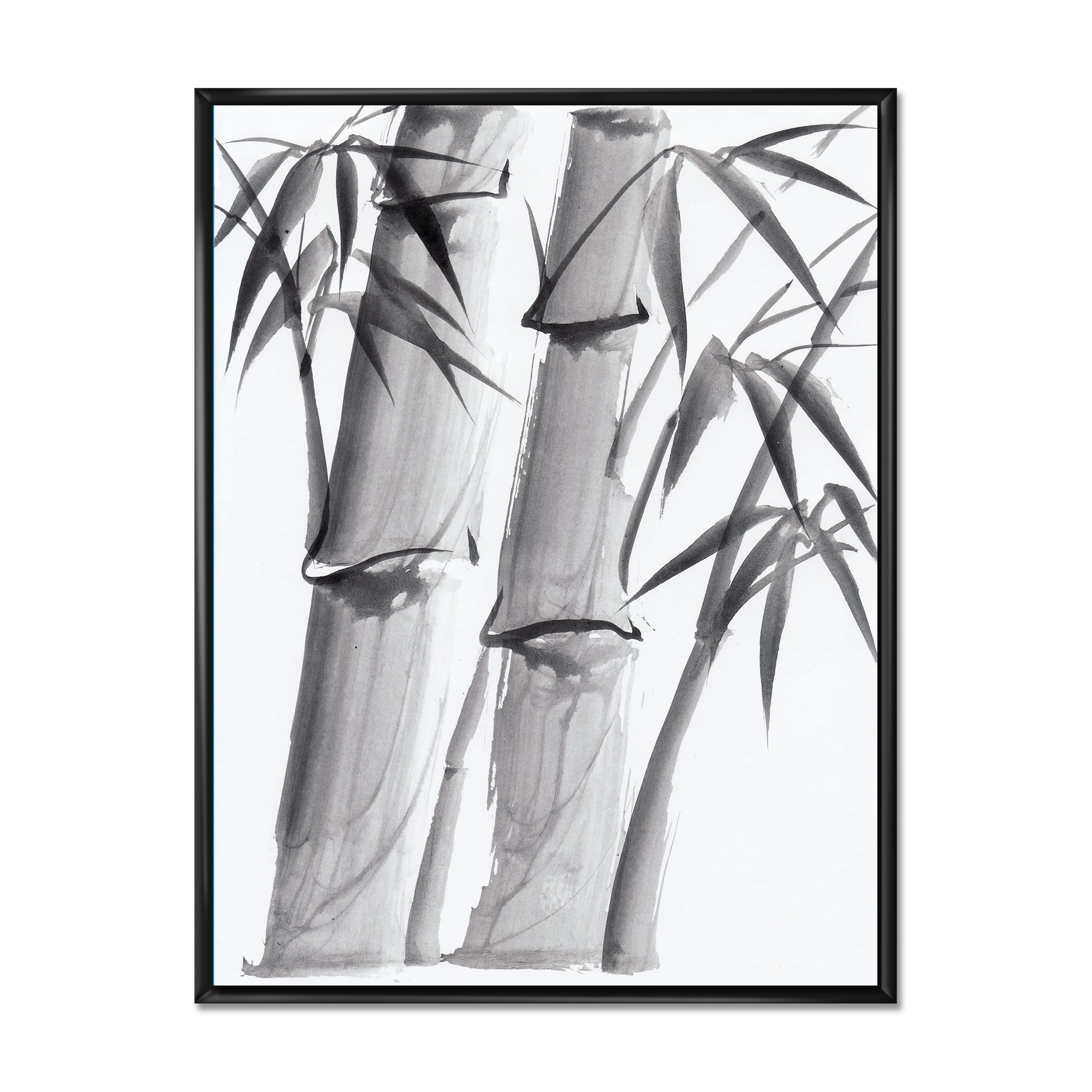 Designart 'Vintage Black and White Bamboo IV' Traditional Framed Canvas Wall Art Print