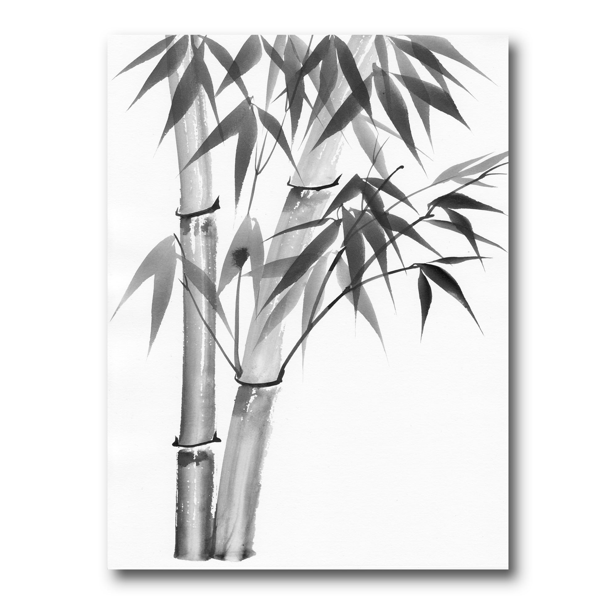 Designart ' Vintage Black and White Bamboo ' Traditional Canvas Wall Art Print