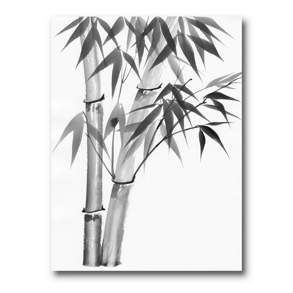 Designart ' Vintage Black and White Bamboo ' Traditional Canvas Wall Art Print