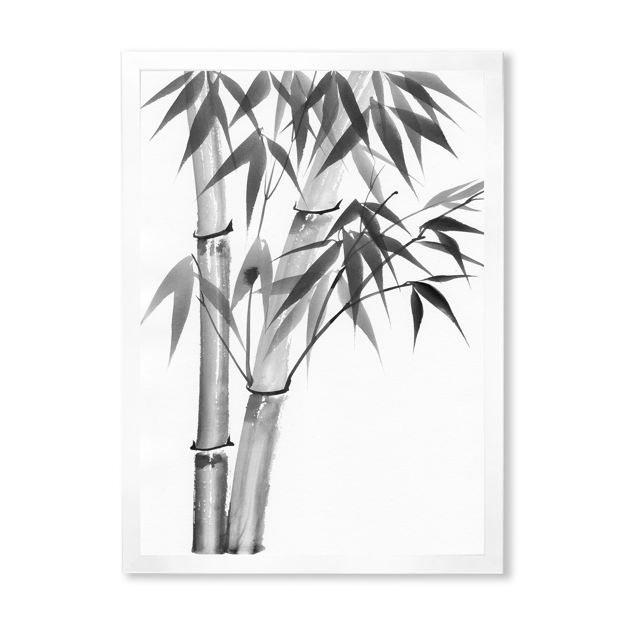 Designart 'Vintage Black and White Bamboo' Traditional Framed Art Print
