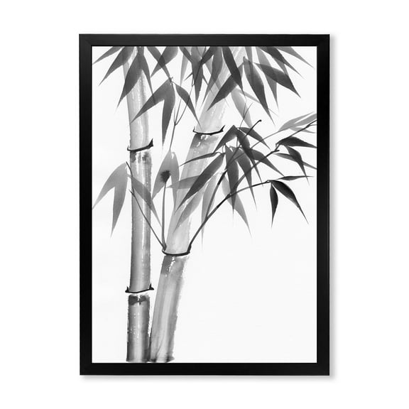 Designart 'Vintage Black and White Bamboo' Traditional Framed Art Print