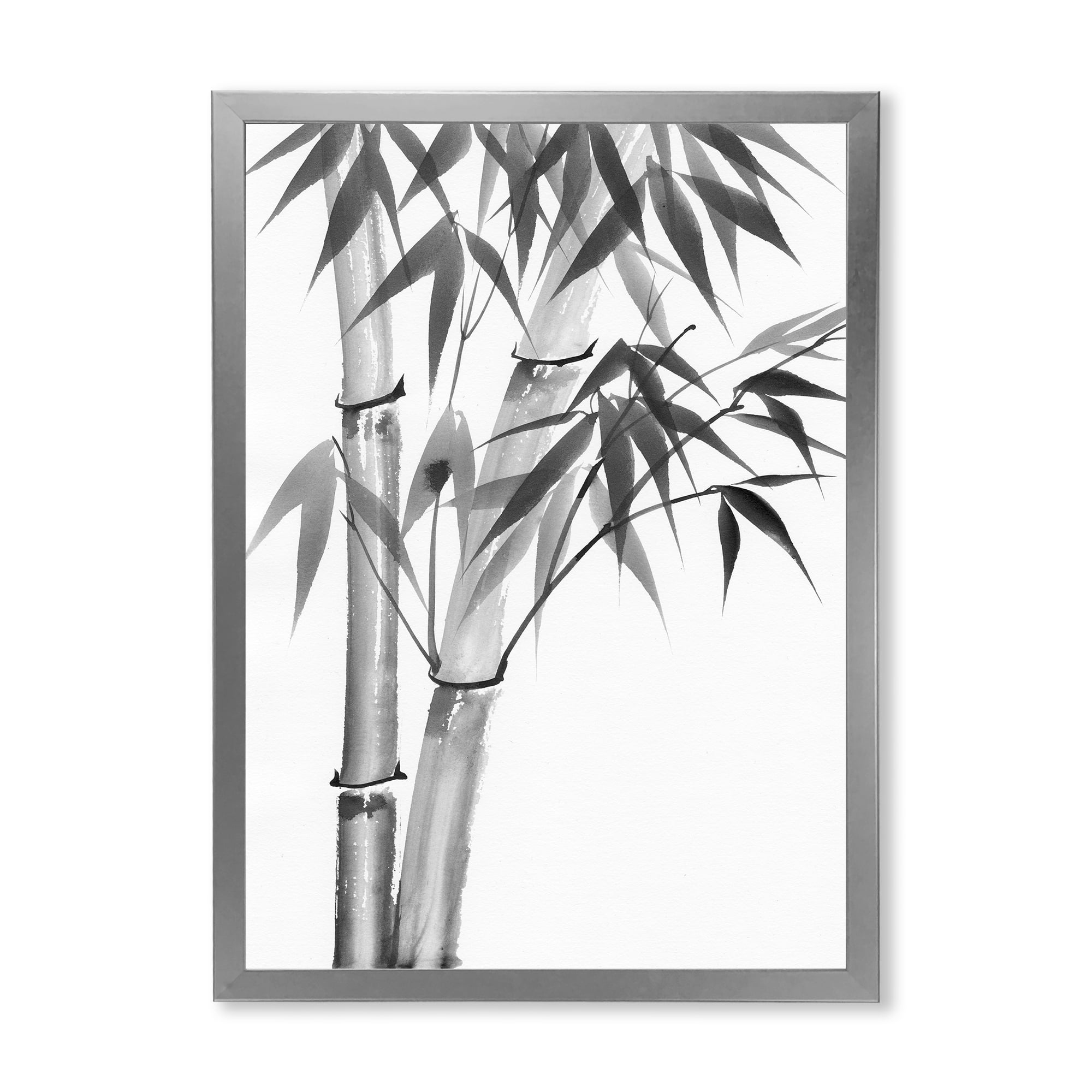 Designart 'Vintage Black and White Bamboo' Traditional Framed Art Print