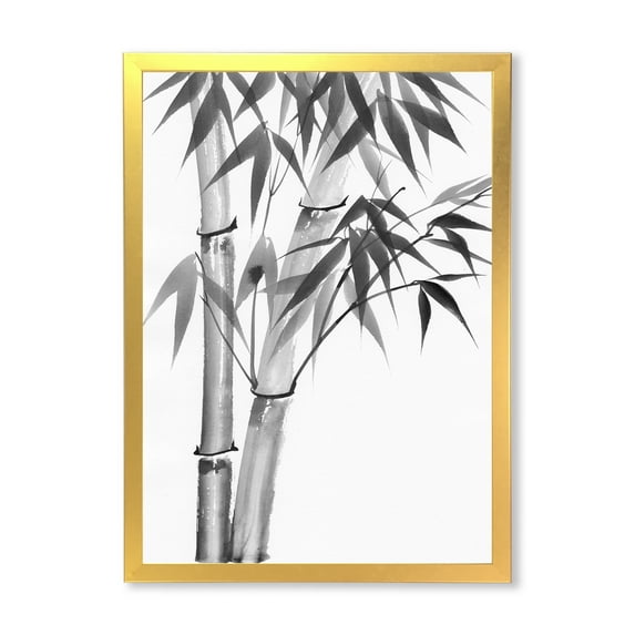 Designart 'Vintage Black and White Bamboo' Traditional Framed Art Print