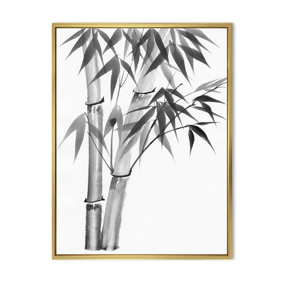 Designart 'Vintage Black and White Bamboo' Traditional Framed Canvas Wall Art Print