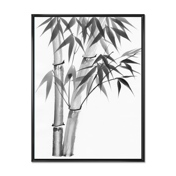 Designart 'Vintage Black and White Bamboo' Traditional Framed Canvas Wall Art Print
