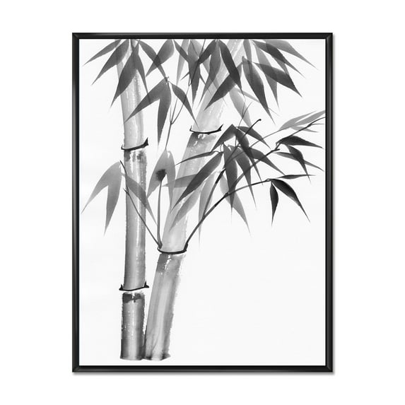 Designart 'Vintage Black and White Bamboo' Traditional Framed Canvas Wall Art Print