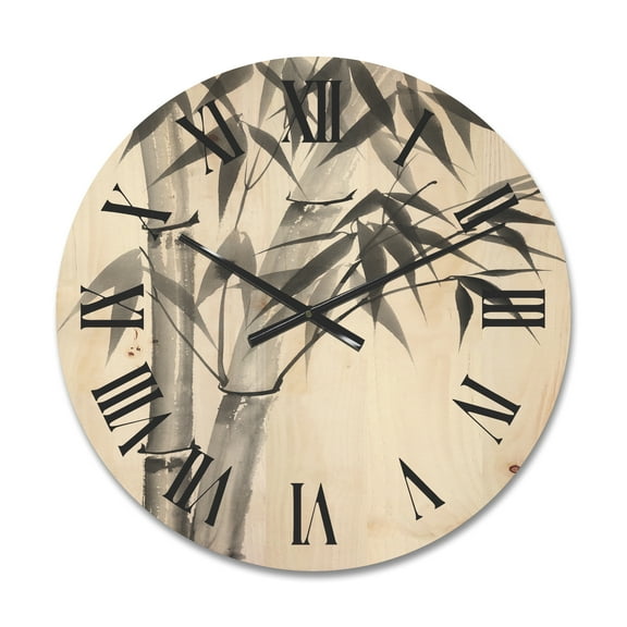 Designart 'Vintage Black and White Bamboo' Traditional Wood Wall Clock