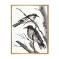 thumbnail image 1 of Designart 'Vintage Black and White Sleeping Crows' Traditional Framed Canvas Wall Art Print, 1 of 5