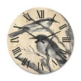 thumbnail image 1 of Designart 'Vintage Black and White Sleeping Crows' Traditional Wood Wall Clock, 1 of 5