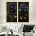 thumbnail image 1 of Designart "Vintage Blue Golden Rose I" Floral Rose Framed Wall Art Set Of 2 - Traditional Blue Framed Canvas Set For Living Room Decor, 1 of 6