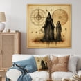 thumbnail image 1 of Designart "Vintage Blueprint of Wizards III" Abstract Framed Wall Art - Blue Witches Living Room Framed Canvas Art, 1 of 6