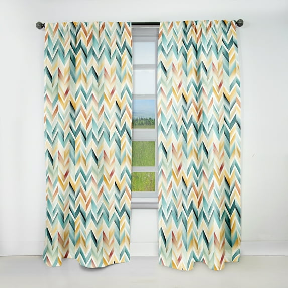 Designart "Vintage Boho Emerald Charm" Chevron Blackout Curtain Single Panel