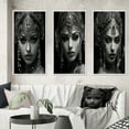 thumbnail image 1 of Designart "Vintage Boho Queen Retro Glamour II" Woman Fashion Photography Framed Wall Art Set Of 3 - Black Glam Frame Gallery Set For Office Decor, 1 of 6