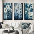 thumbnail image 1 of Designart "Vintage Botanical Anemones in Blue Bloom" Flowers Framed Wall Art Set Of 3 - Blue Traditional Frame Canvas Set For Living Room Decor, 1 of 6