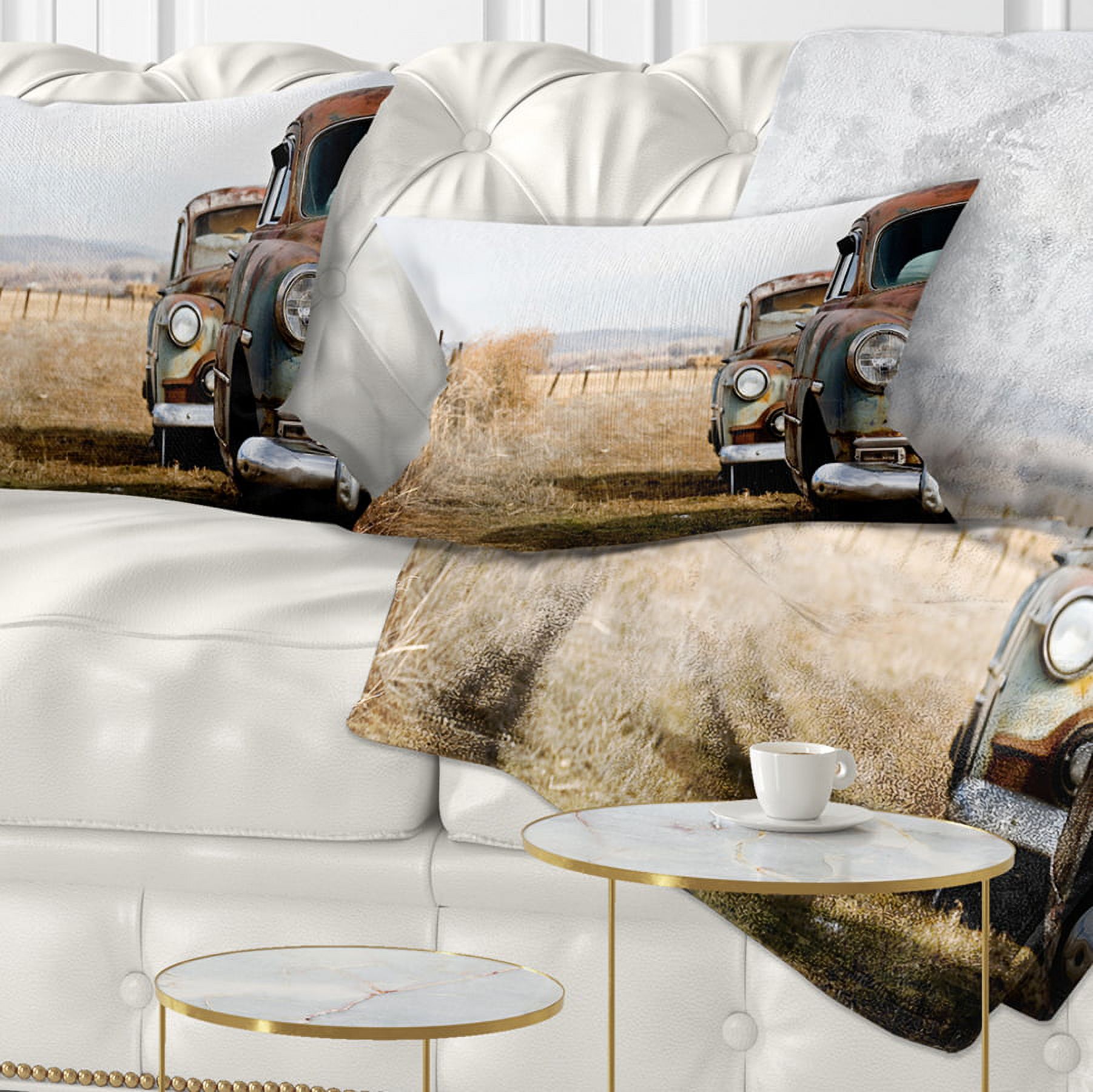 Designart Vintage Cars - Contemporary Throw Pillow - 12x20