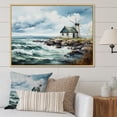 thumbnail image 1 of Designart "Vintage Coastal Windmills in Watercolor" Architecture Framed Wall Art - Industrial White Wind Turbines Entryway Framed Wall Art, 1 of 6