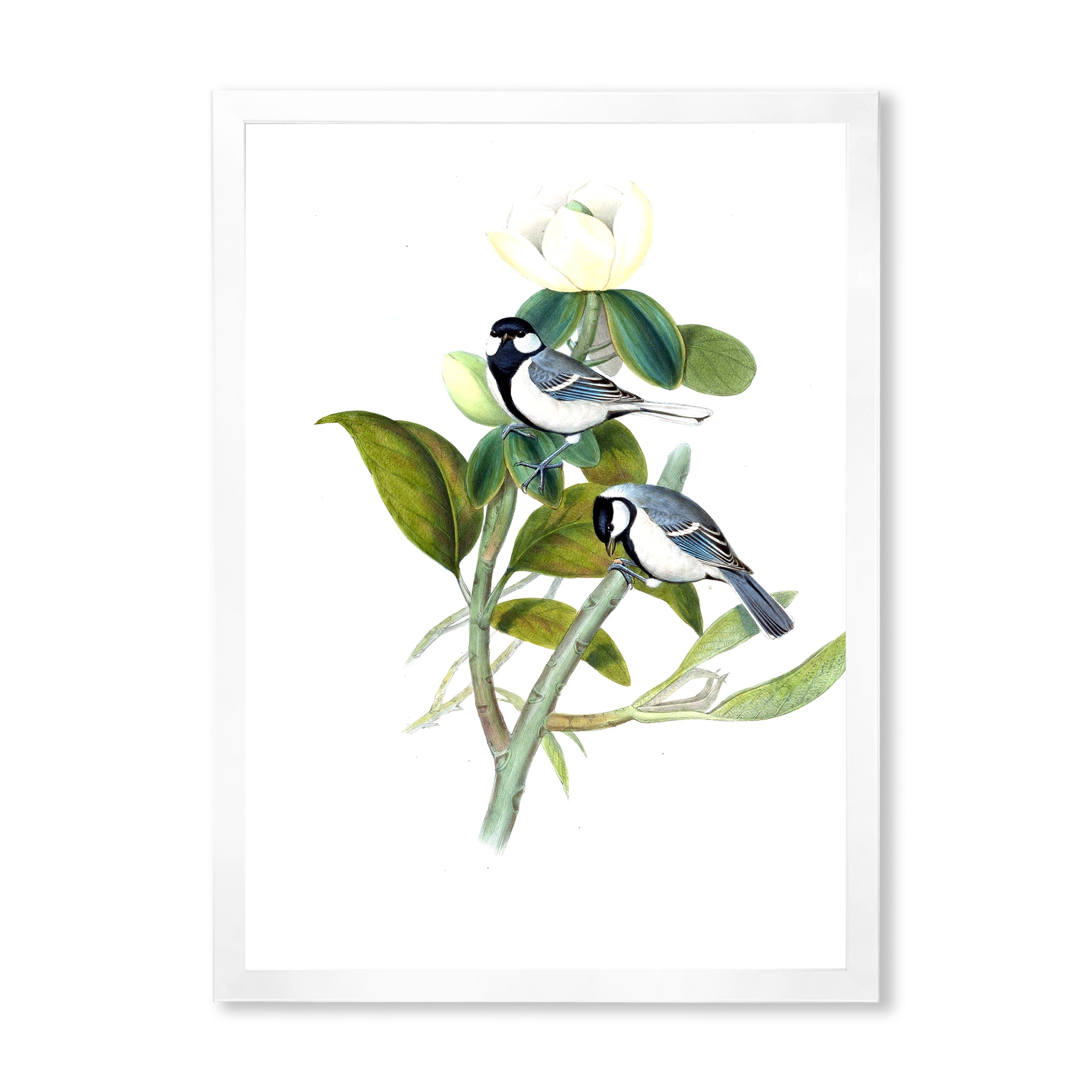 Designart 'Vintage Countryside Birds On Branch I' Farmhouse Framed Art Print