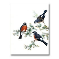 Designart ' Vintage Countryside Birds On Branch III ' Farmhouse Canvas Wall Art Print