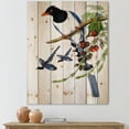 thumbnail image 1 of Designart 'Vintage Countryside Birds On Branch IV' Farmhouse Print on Natural Pine Wood, 1 of 5